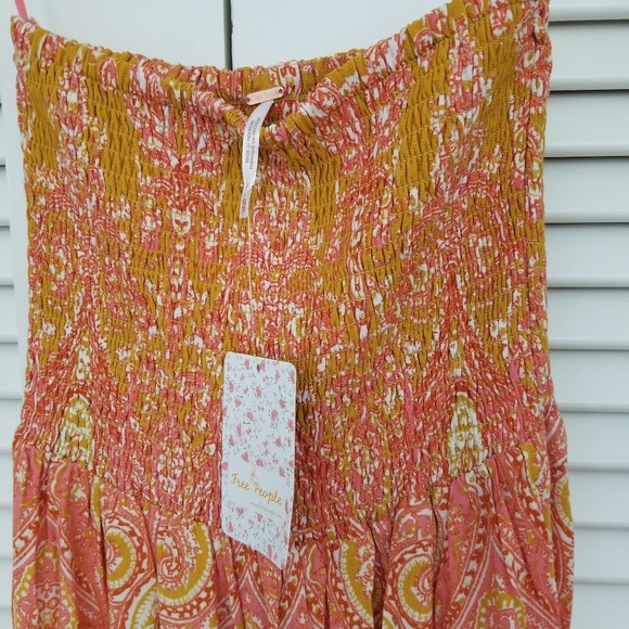 Free People Thinking of You Smocked Jumpsuit XS - Picture 4 of 8